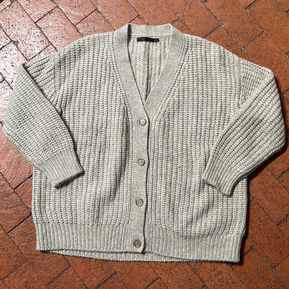 Jenni Kayne alpaca cocoon cardigan oatmeal sweater M cozy layer like new